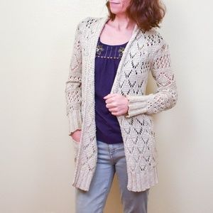 LUCKY BRAND Cream Knit Duster Sweater G17